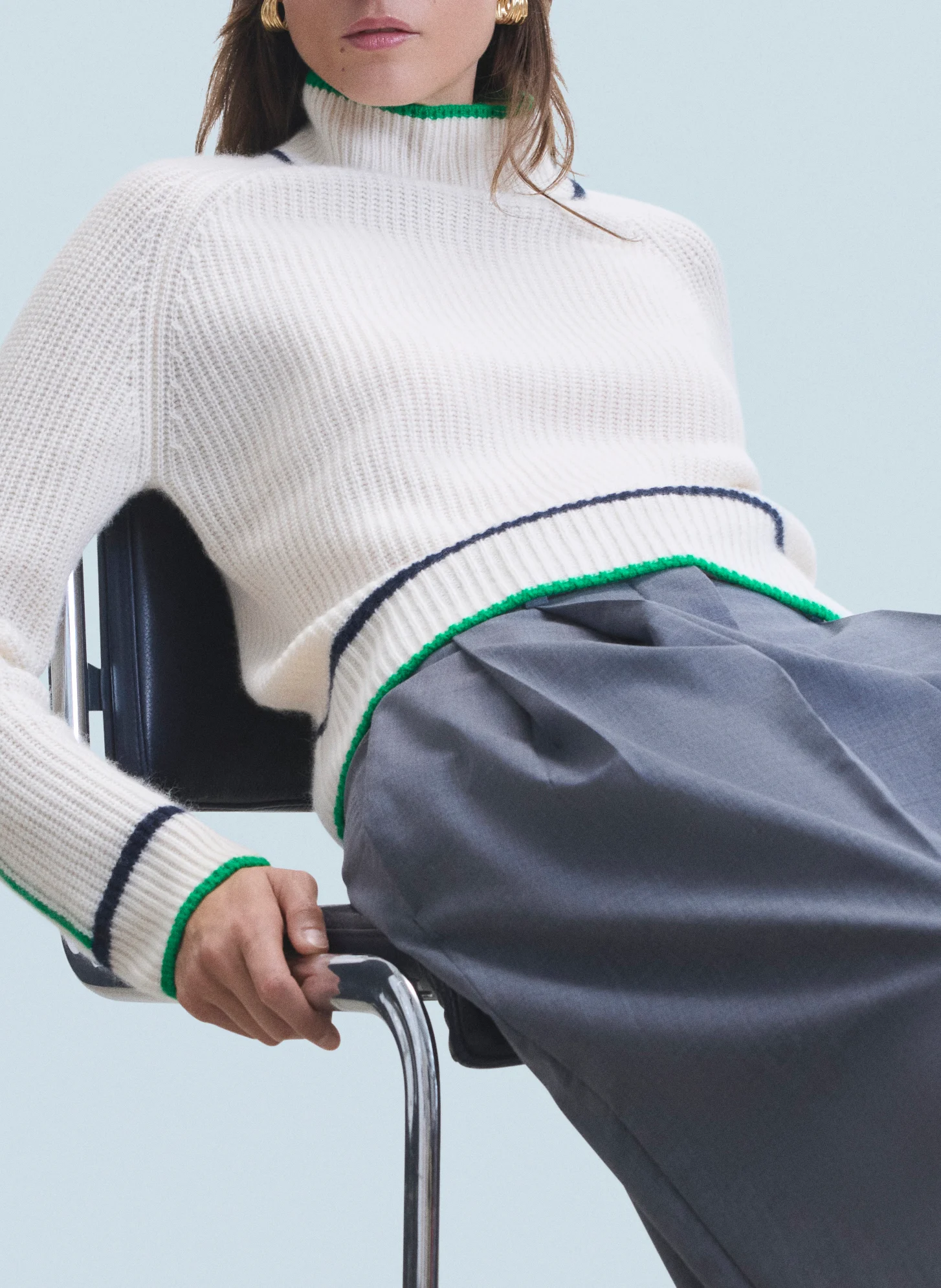 Pull col montant en cachemire | Blanc
