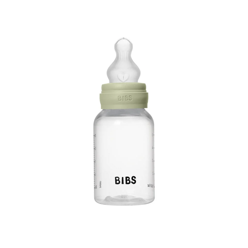 BIBS Babyfles 150 ml - Sage - met silicone speen en opvouwbare trechtertje