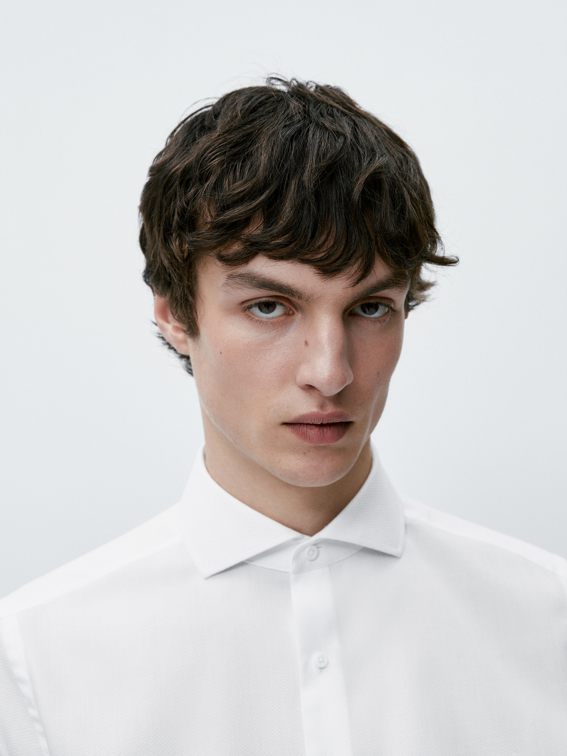 Camisa estruturada Dobby Easy Iron Slim Fit - BRANCA