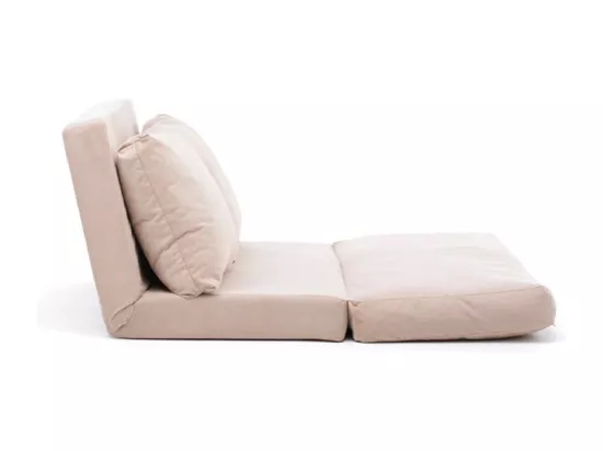 Fauteuil convertible multipositions velours Talya-Couleur Beige clair-2 places
