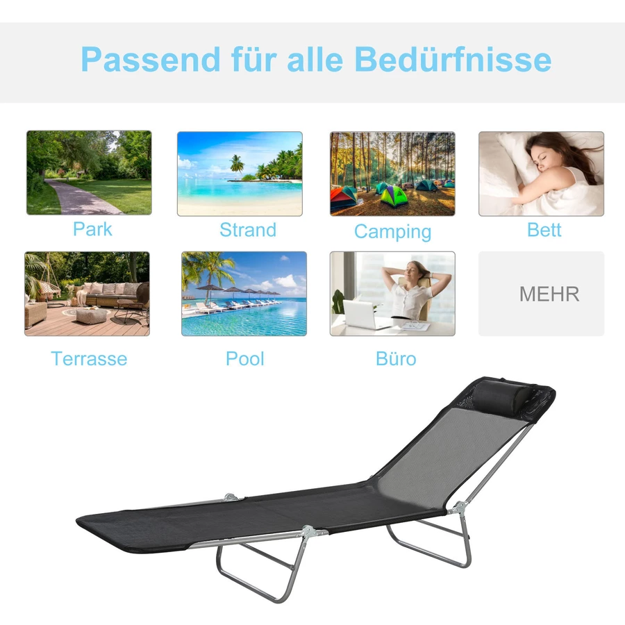 Outsunny Gartenliege klappbar schwarz