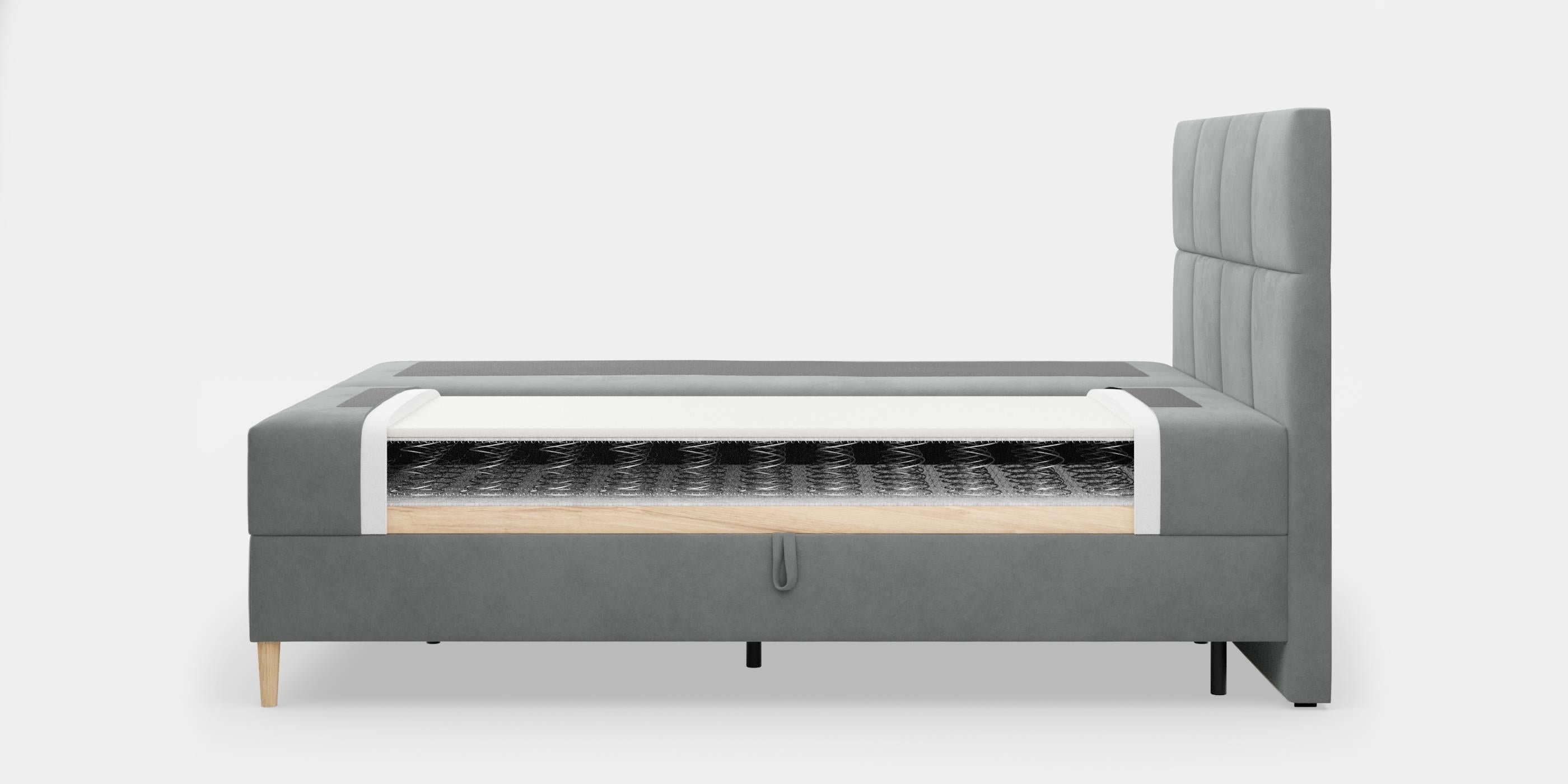 by fonQ Novae Boxspring met Opbergruimte 160 x 200 cm - Grijs / Zwart