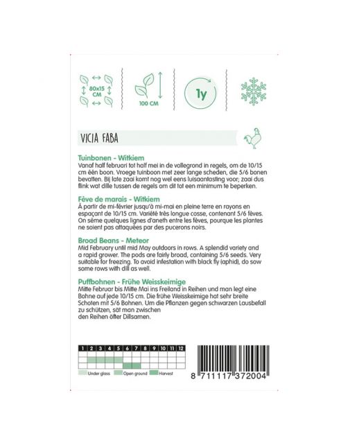 Hortitops Tuinbonen Witkiem - Groentezaden - 250 g