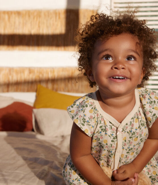 Combinaison courte fleurs en coton bébé