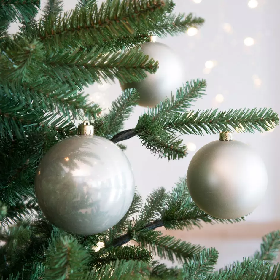 Lot de 4 boules de Noël (D100 mm) Alpine Perle