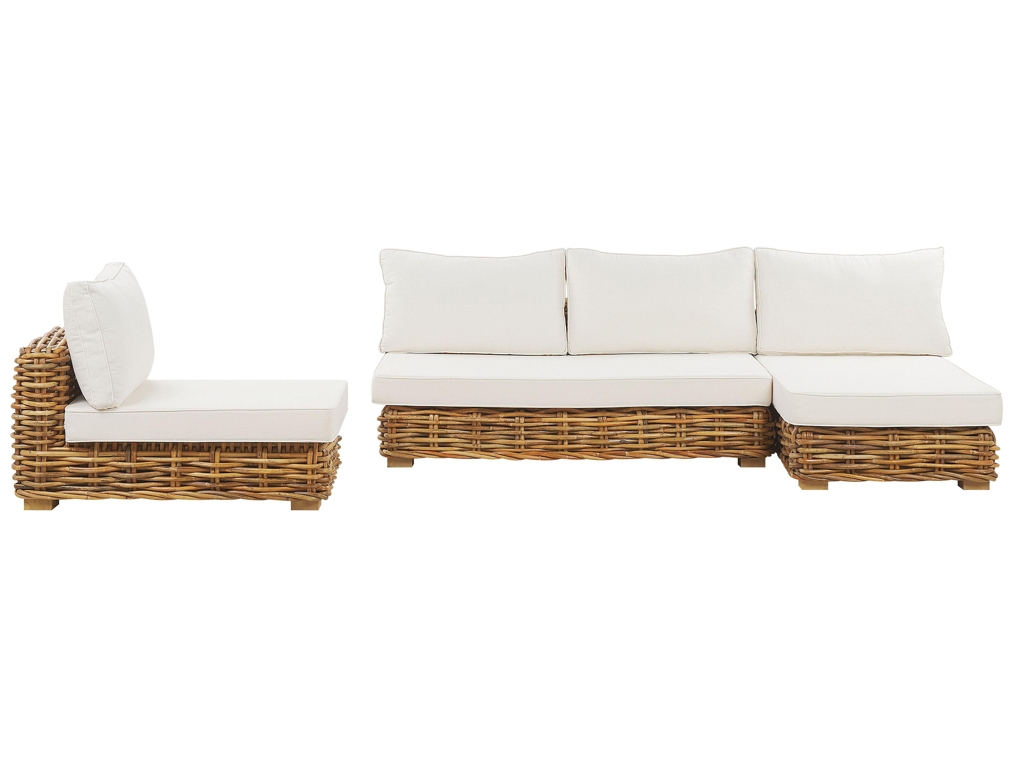 Loungeset met tafel 4-zits VARALLO linkszijdig modulair Rotan Natuurlijk