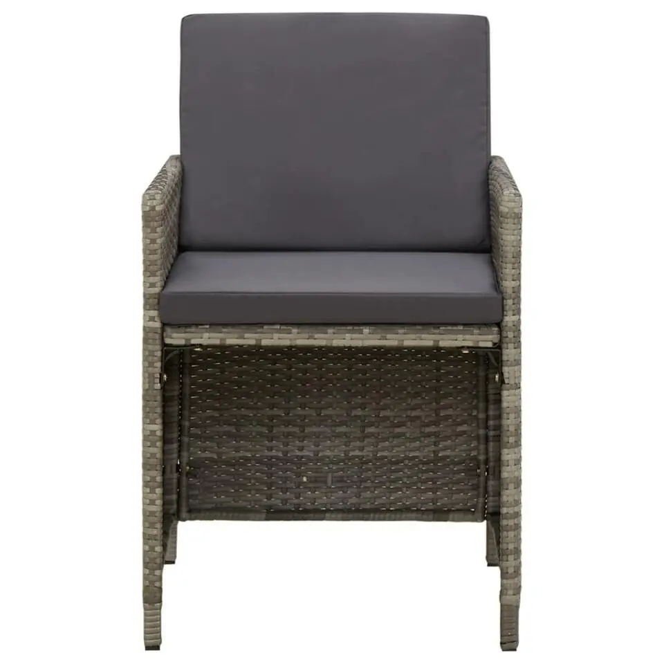 vidaXL - Buitenstoel - Grijs - Poly rattan - 4 stuks