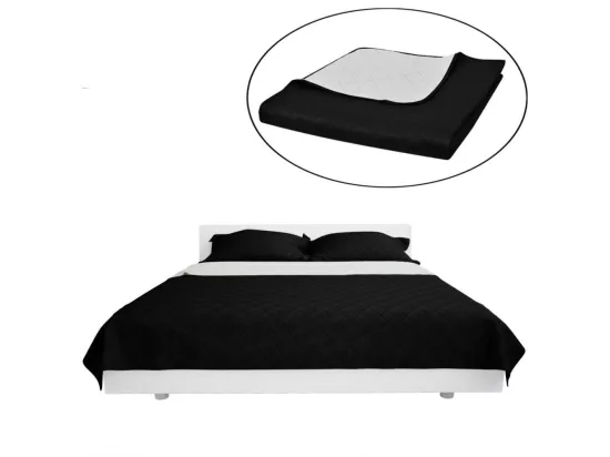 Couvre-lit à double face matelassé Noir-Blanc 170x210