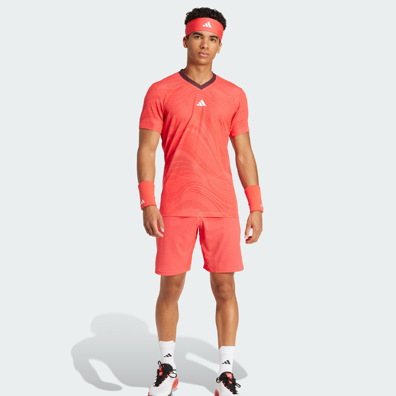 Short de tennis homme Adidas Ergo 7 rouge Fluo Zverev Open d'Australie