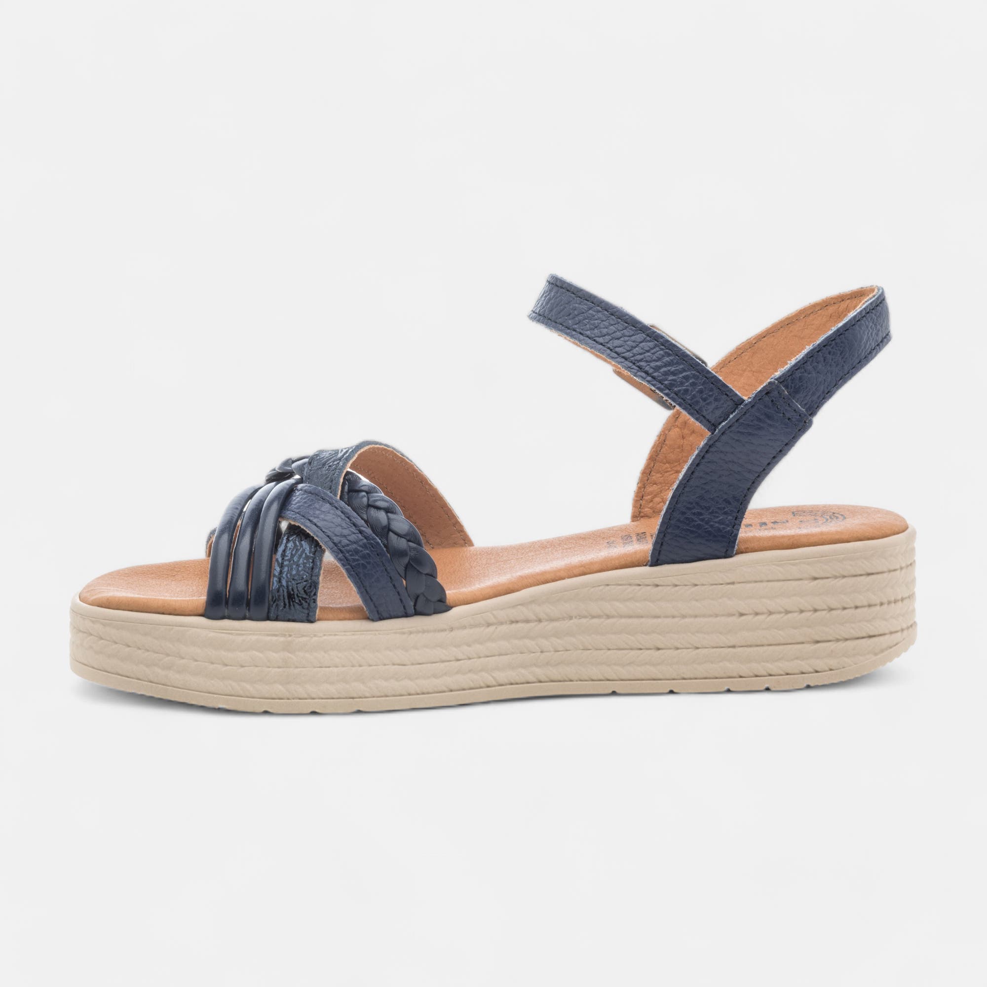 Sandales Femme en cuir bleu marine