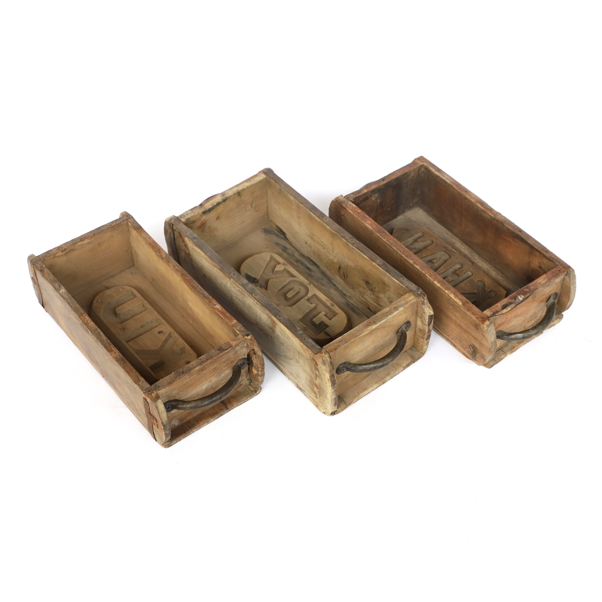 Alte Backsteinformen aus Holz, B 32 cm, H 9 cm, T 15 cm von fischer's lagerhaus