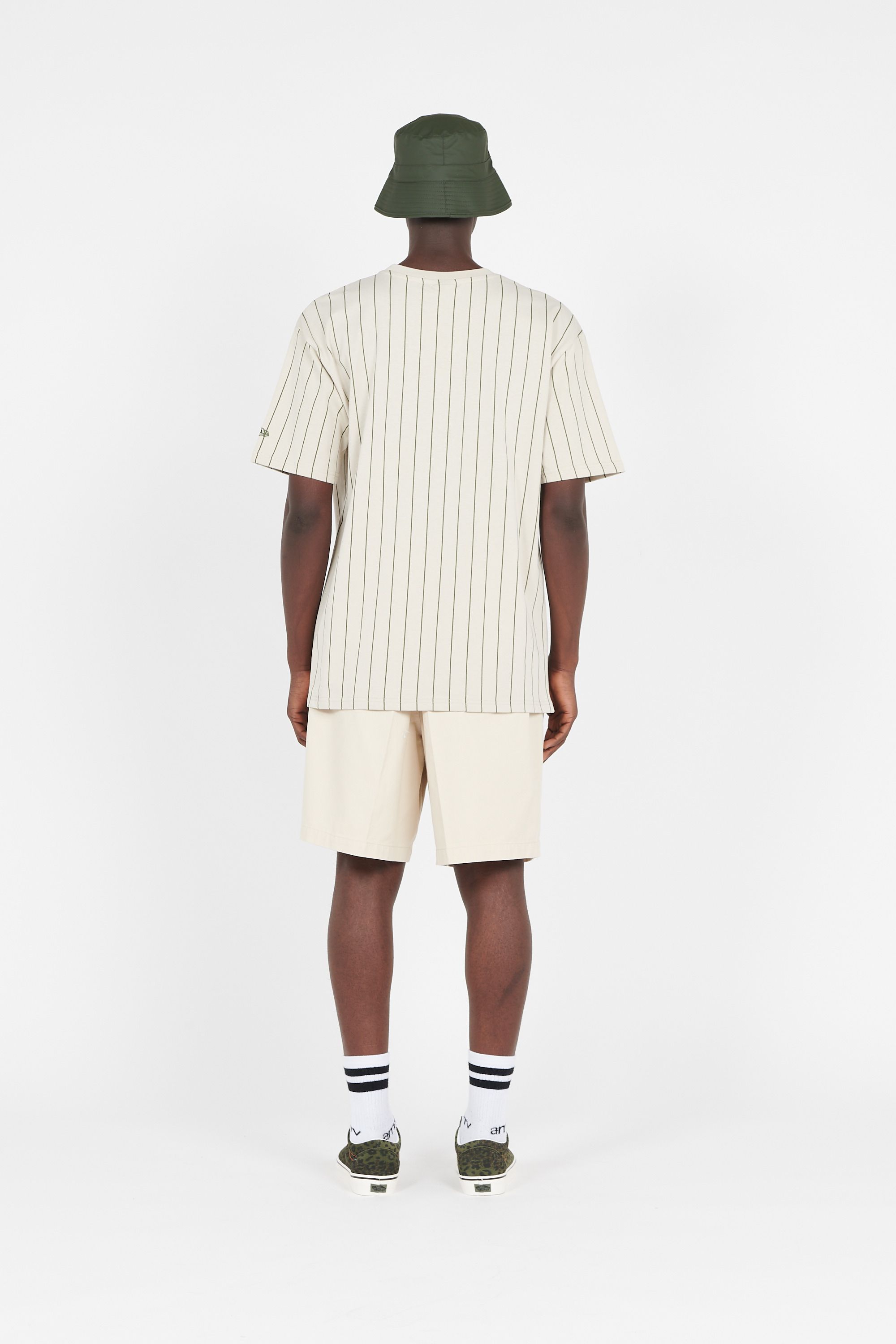 NEW ERA T-shirt  NEW ERA OVERSIZED PINSTRIPE TEE Beige