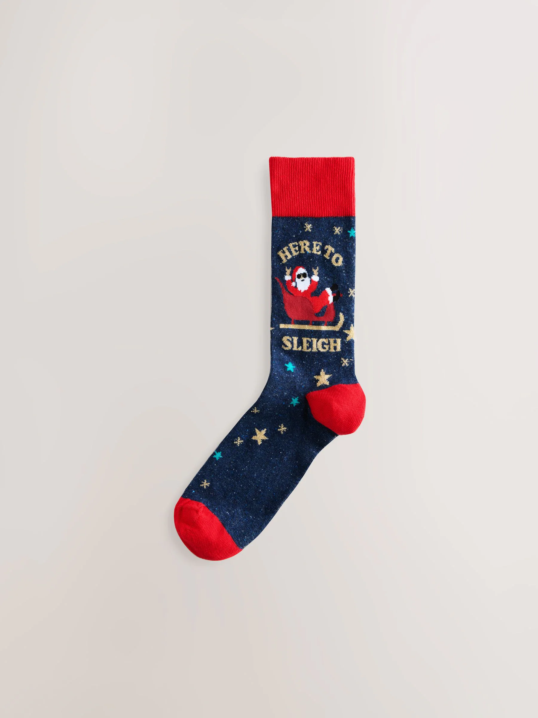 Blauwe Santa nieuwigheid - 2 pack sokken met kerstpatroon