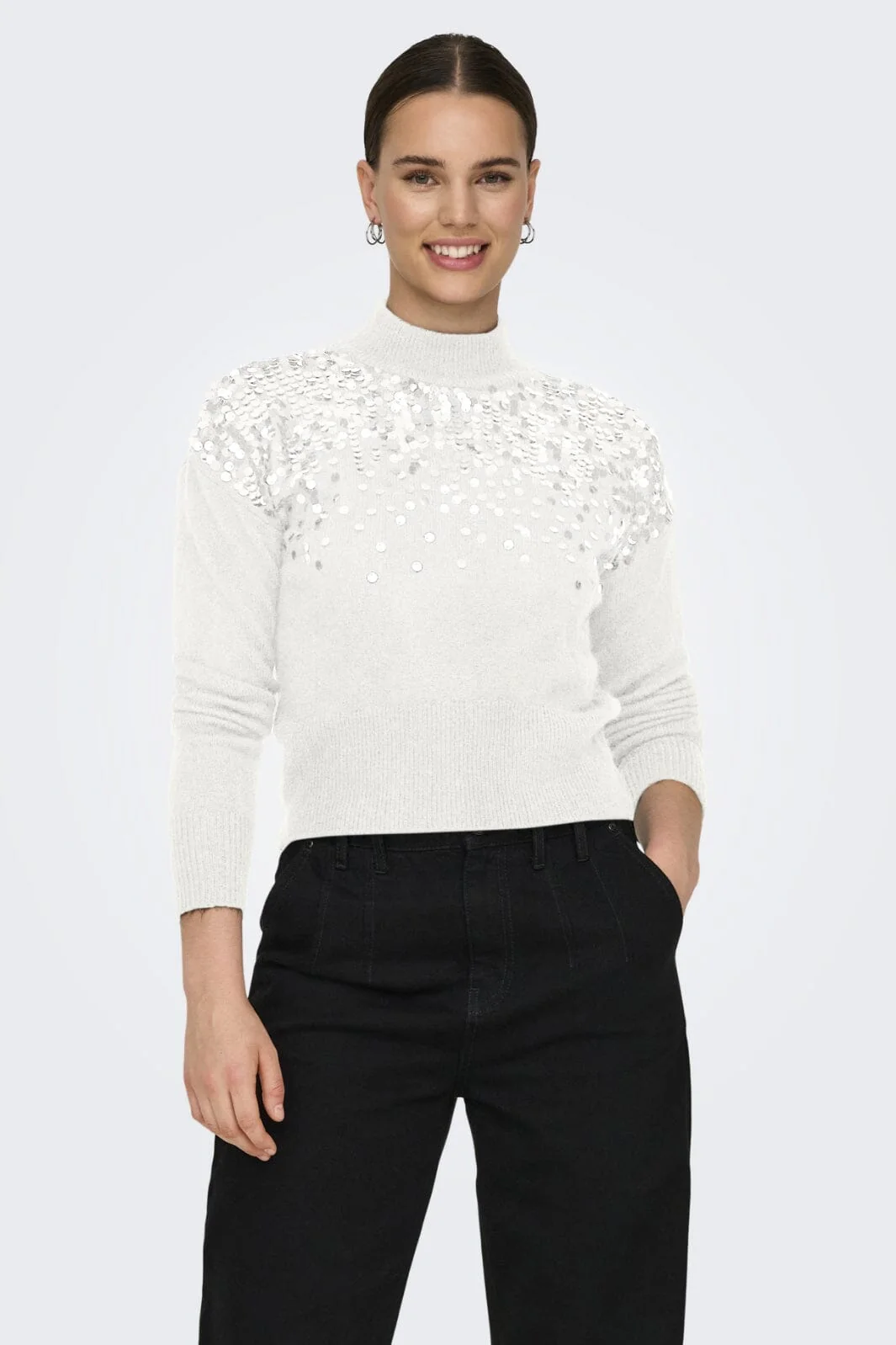 Only Onlalba Ls Sequins High Neck Knt 15332081 4677217 cloud dancer sequins