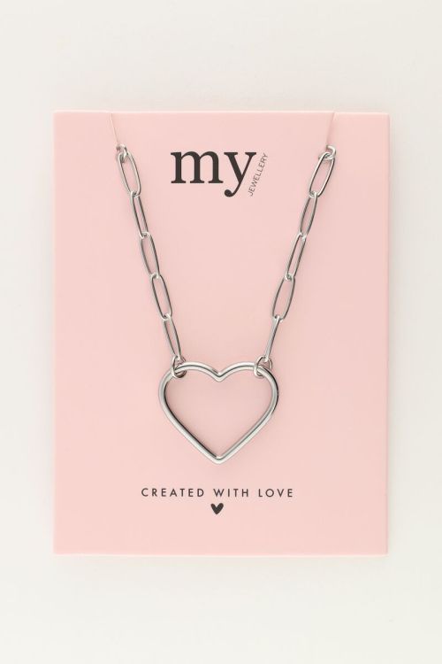 Schakelketting met groot open hart bedel