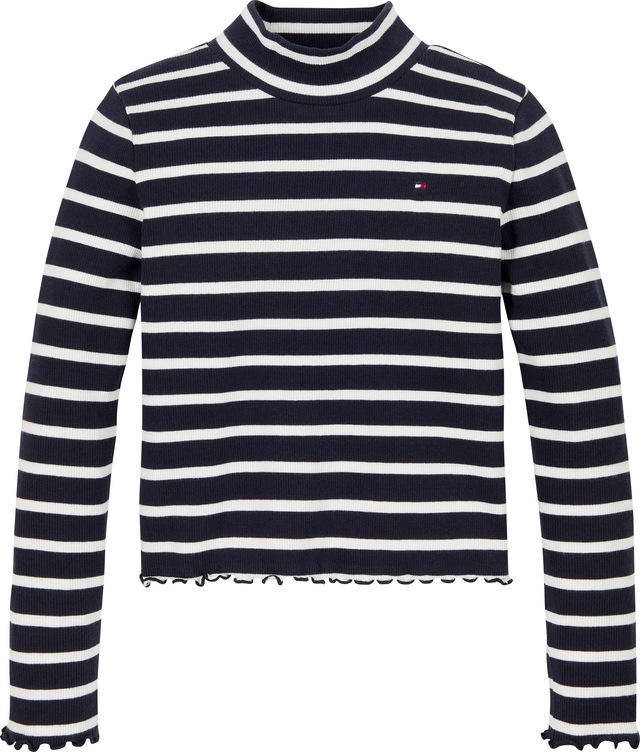 Tommy Hilfiger Langarmshirt »MOCK NECK RIB TOP LS«, im Streifendesign, mit Babylock-Saum