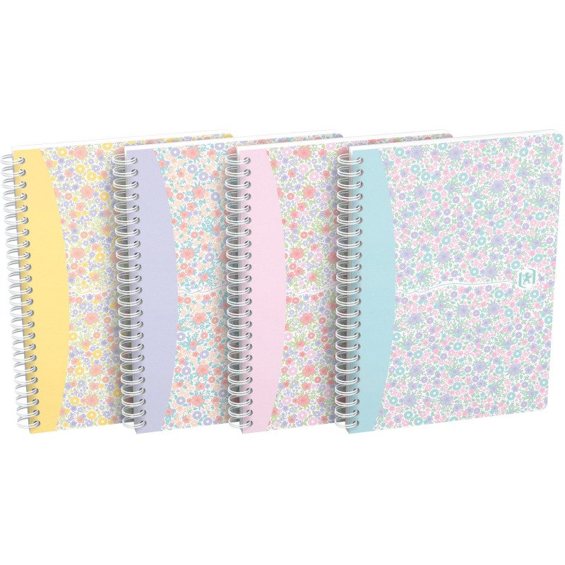 Cahier spirale Oxford Floral A5 14,8 x 21 cm petits carreaux 120 pages