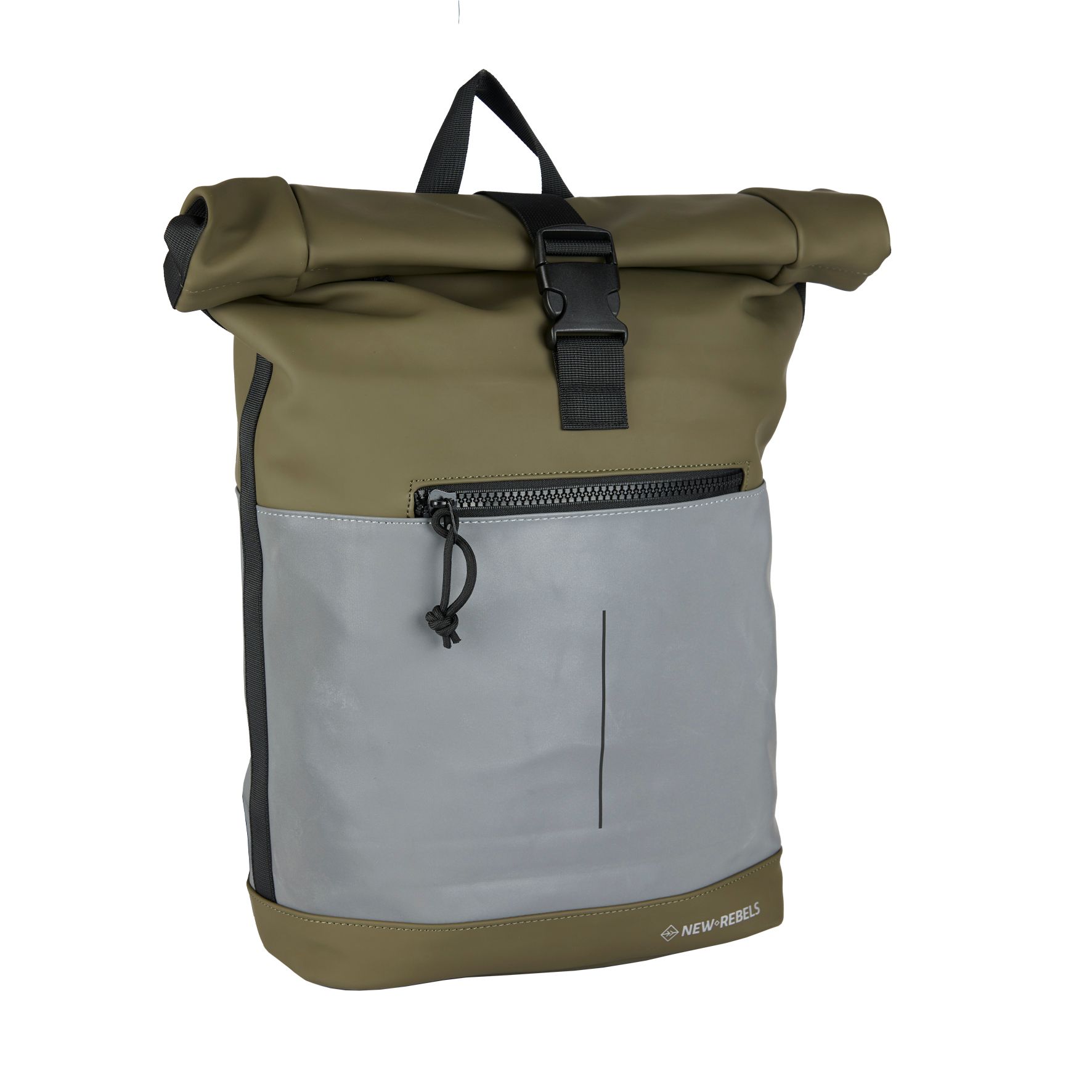 New Rebels Bowie New York Rolltop Backpack Reflective Part Olive