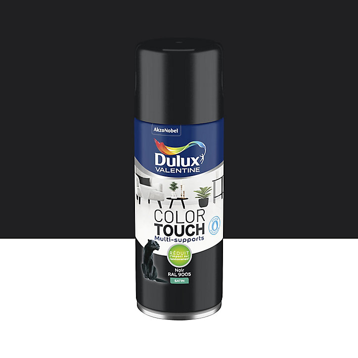 Peinture aérosol Color Touch multi supports Dulux Valentine satin noir 400ml