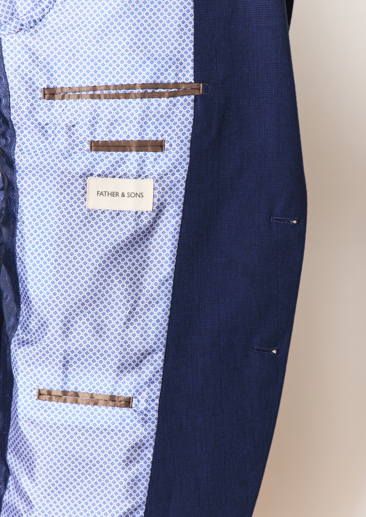 Veste coordonnable Regular en coton bleu jeans Prince de Galles