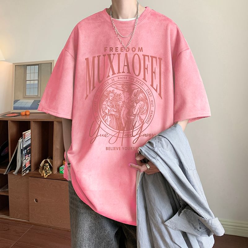 Derbundy - T-shirt met ronde hals en elleboogmouwen en belettering