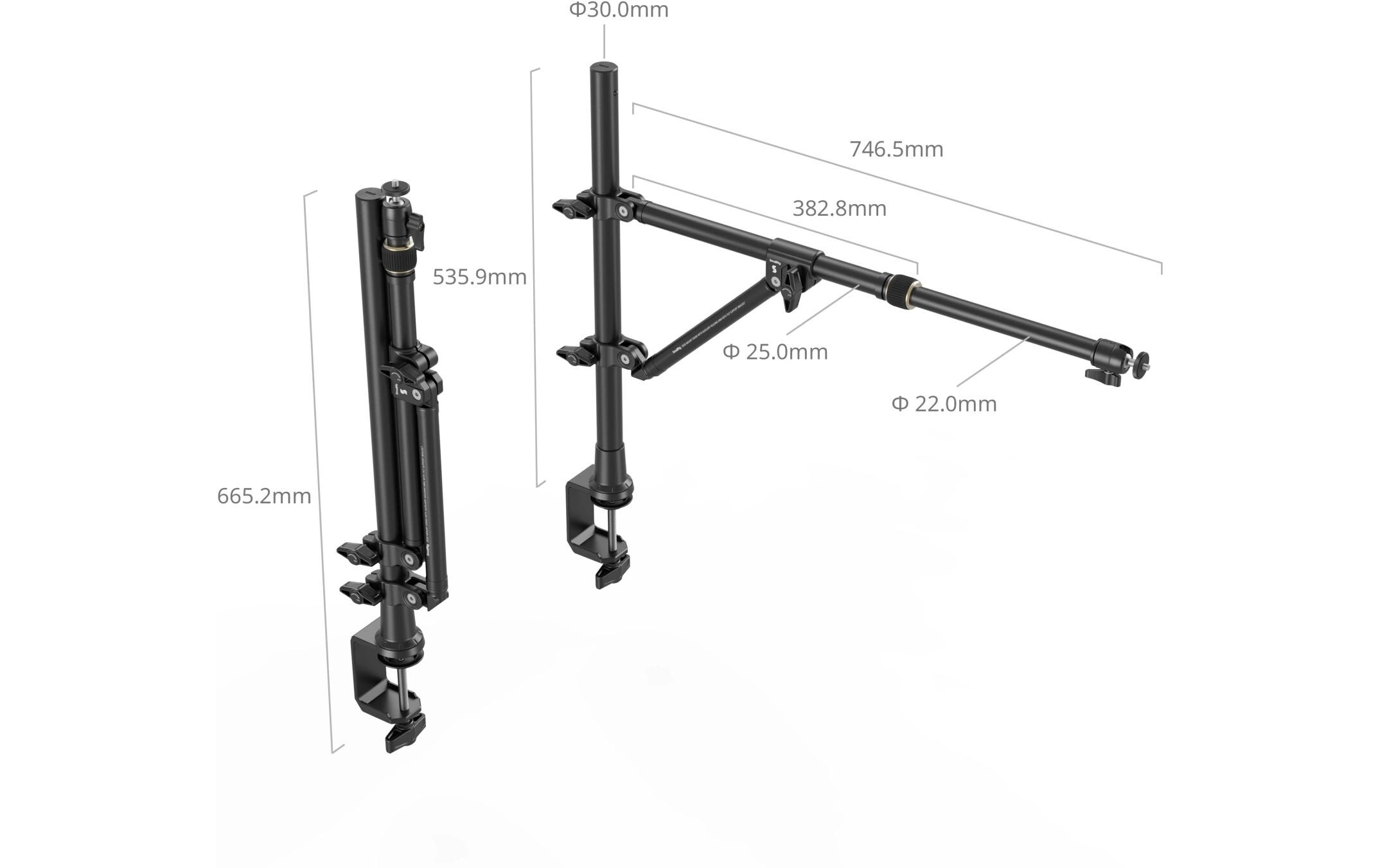 Halterung für Desktop-Overhead-Fotografie/Live-StreamingTischhalterung mit Kugelkopf und Telefonclip