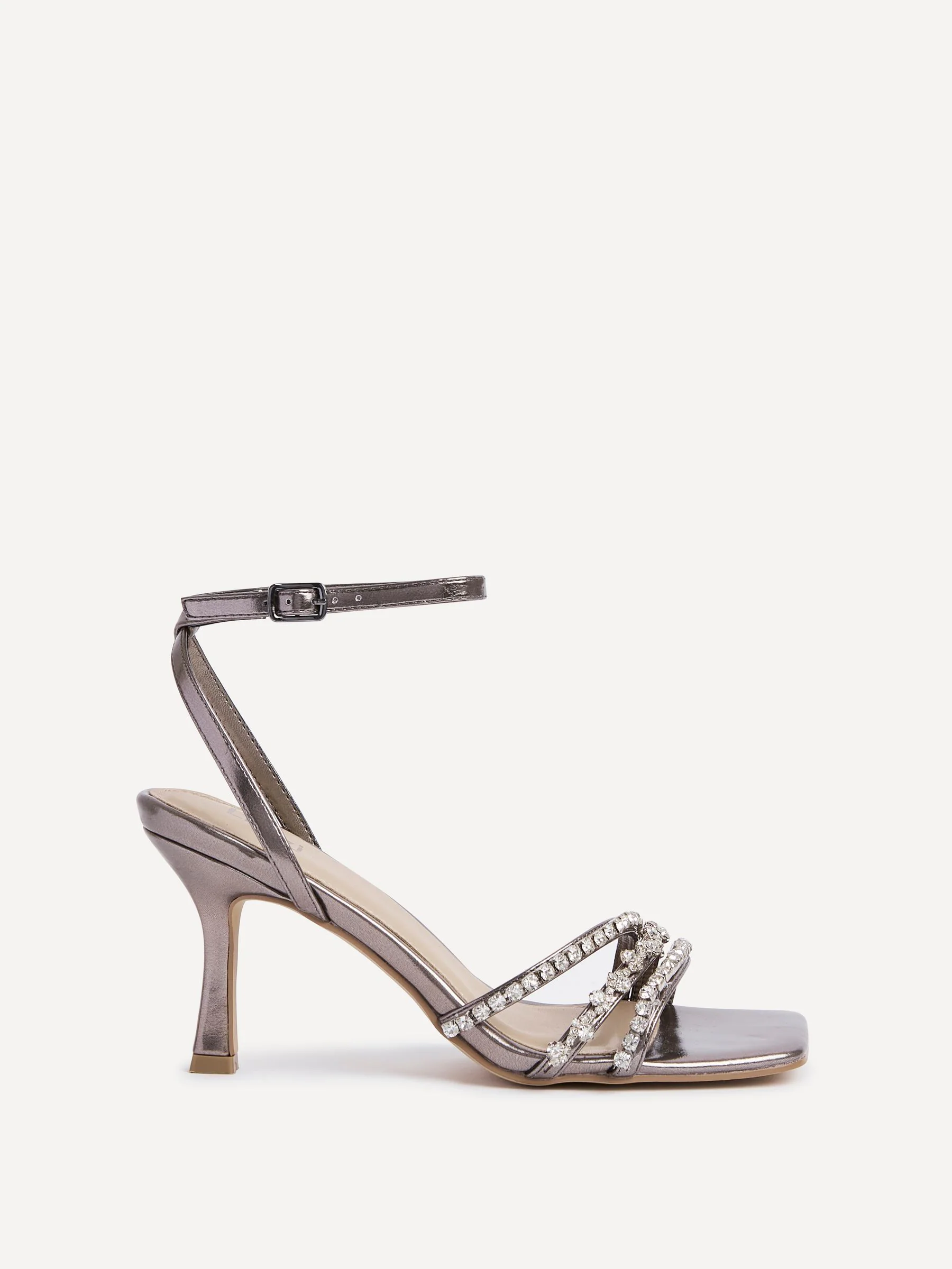 Zilver - Linzi Bling Strappy Diamante Heel Sandals
