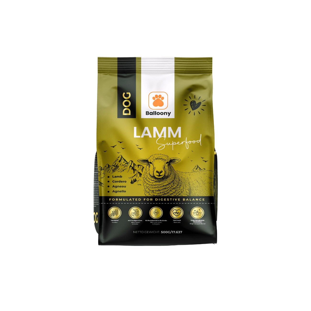 Balloony.pet German Shephy Hundefutter Sensitve Lamm 500 g