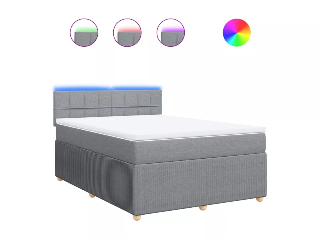 Sommier à lattes de lit avec matelas Gris clair 160x200cm Tissu