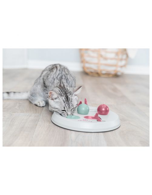 Trixie Activity Flip Board - Kattenspeelgoed - Ø23 cm Beige Roze Lila