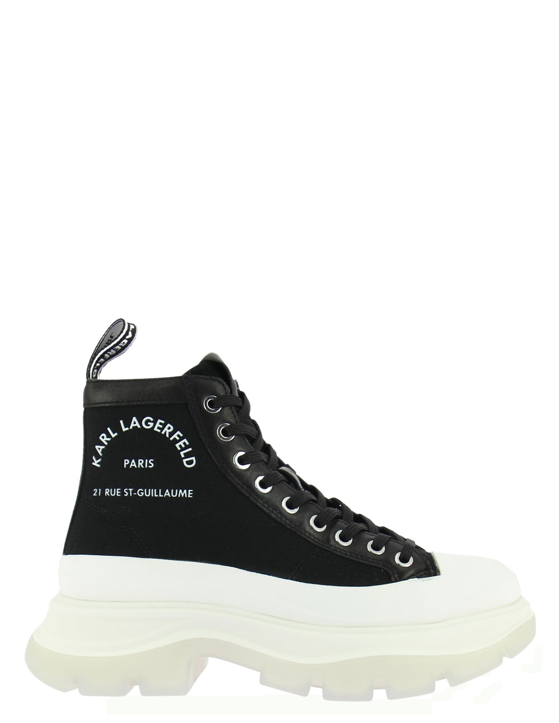 karl lagerfeld baskets compensées montante femme luna maison karl lace bt noir/blanc