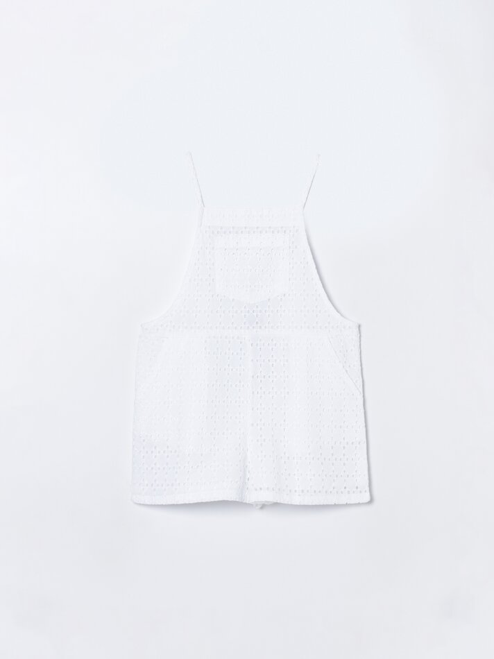 Babador suíço bordado - Branco-creme