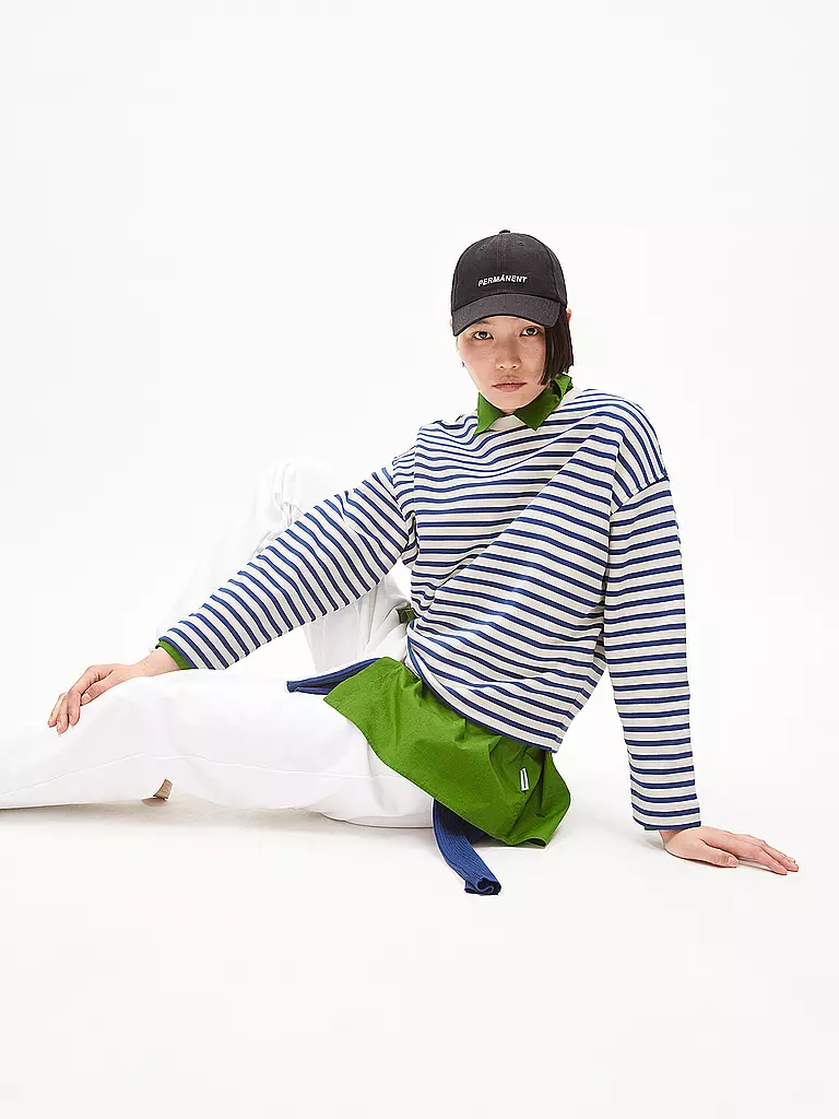 ARMEDANGELS Sweater Oversized Fit FRANKAA  STRIPES dunkelblau