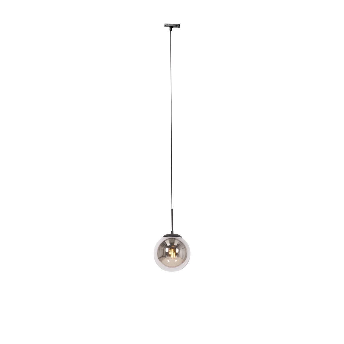 Art Deco hanglamp zwart met smoke glas incl. rail adapter 1-fase - Iconic Flore