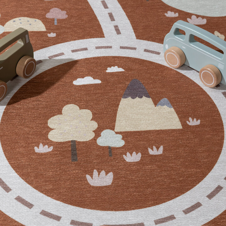 Rond speelkleed auto - Rocky Ride Terra | Wasbaar