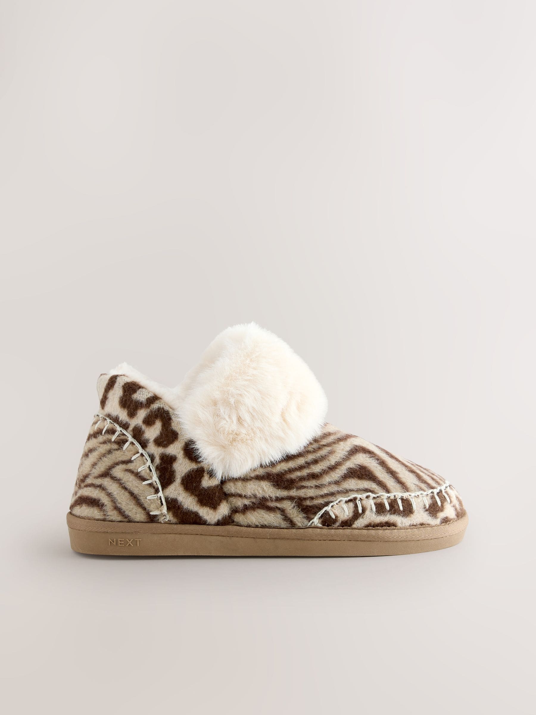 Beige Animal - Faux Fur Brush Boot Slippers