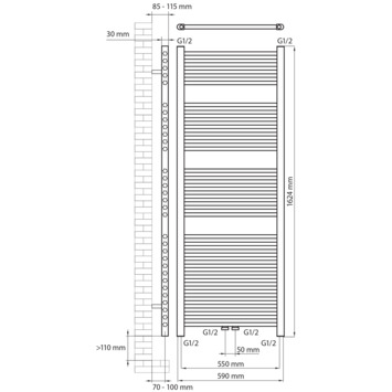 Haceka designradiator Gobi koper structuur 829 Watt 162x59 cm