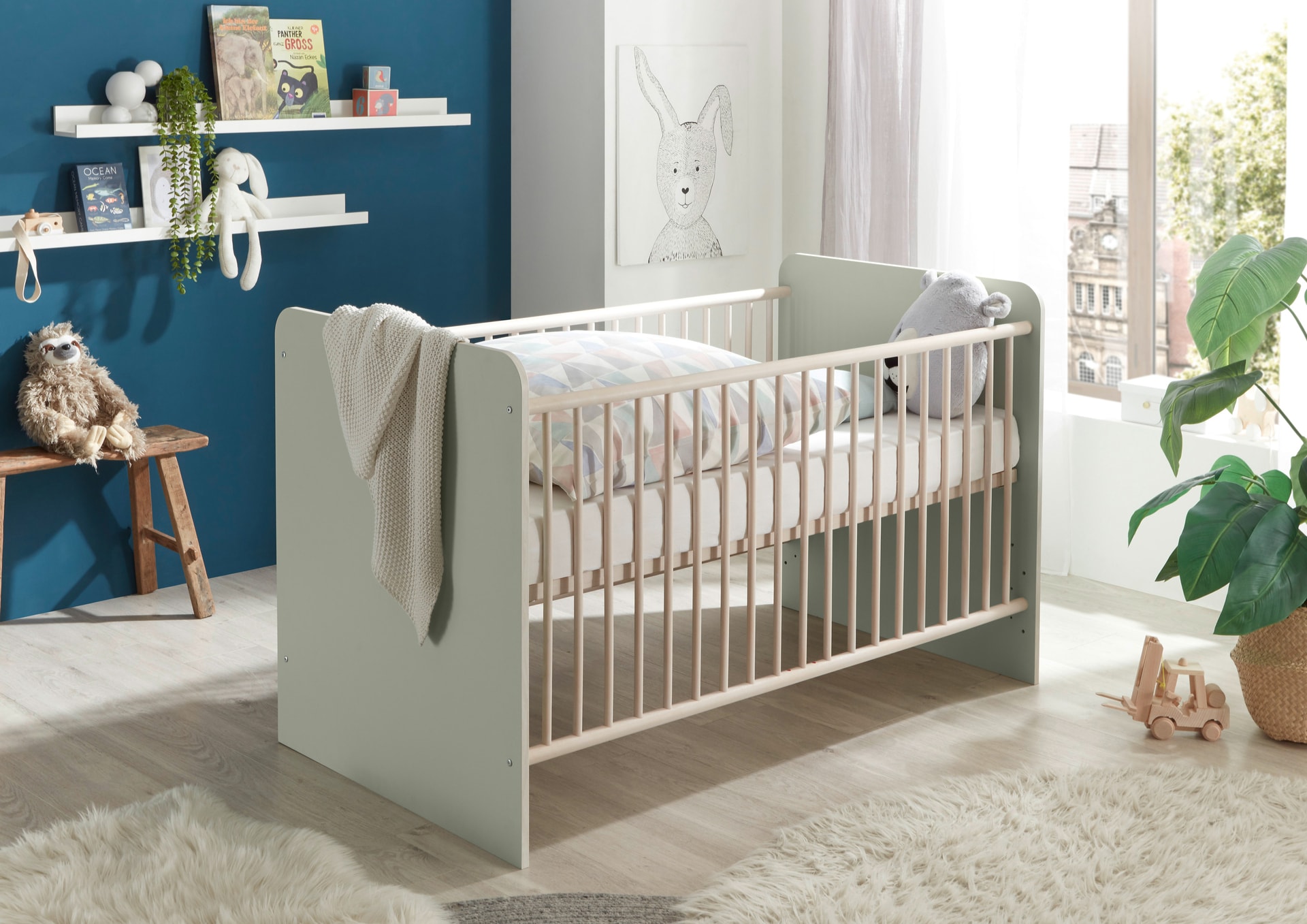 Babybett PRIZZI pastellgrün/ braun