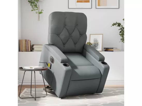 Fauteuil inclinable massant électrique gris similicuir