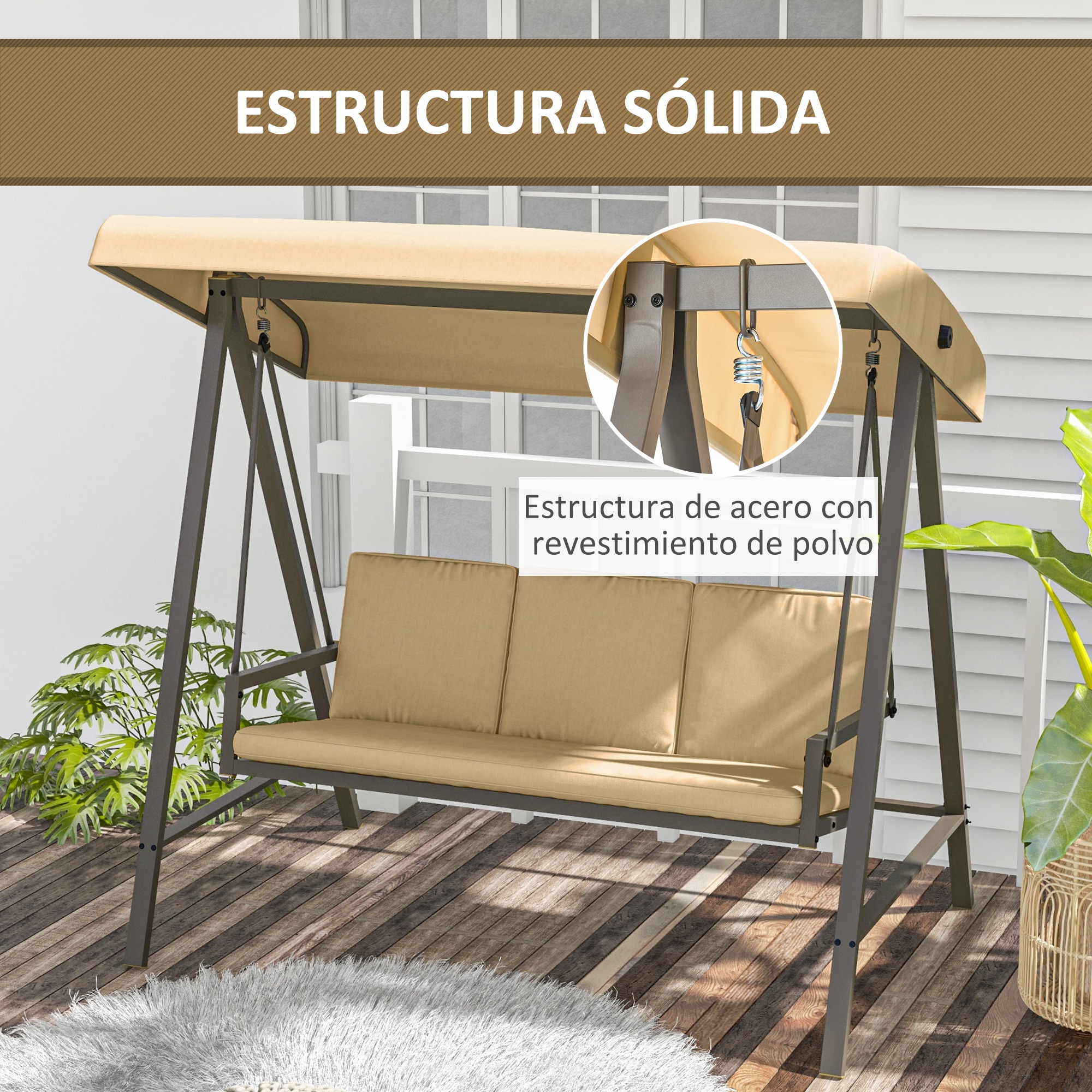 Balanço de jardim bege Outsunny