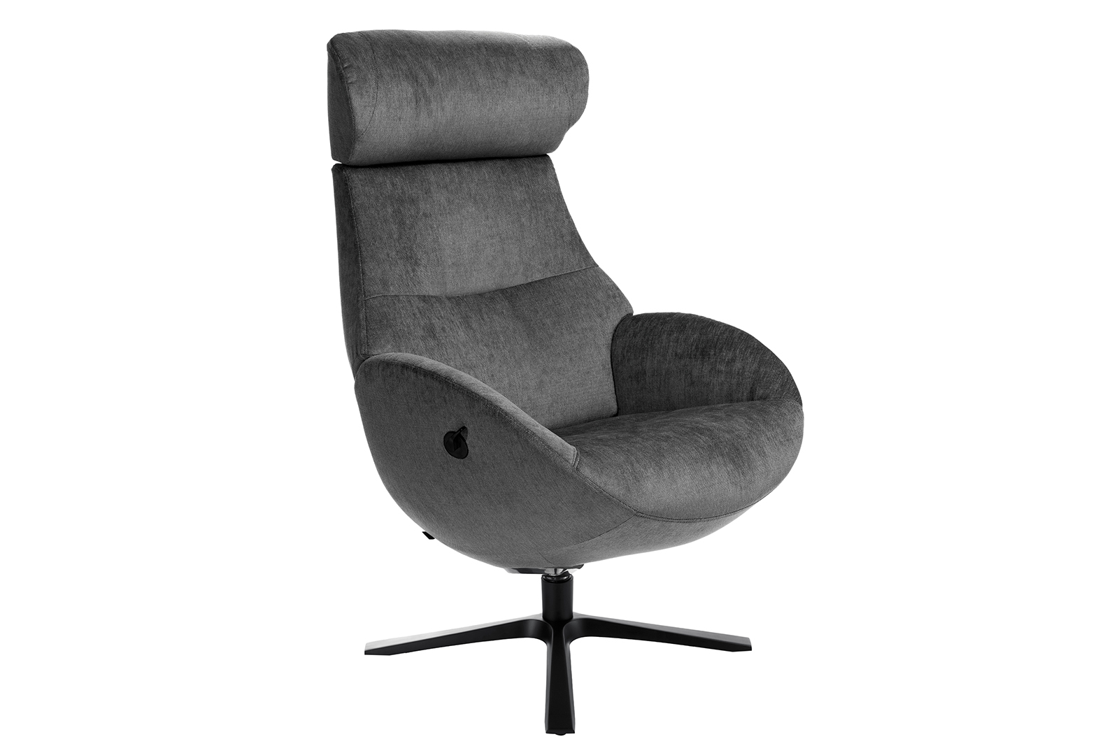 Globe lenestol I Tekstil Evita Concrete 1373-41 med standard rygg og x-fot i sort quattro aluminium.