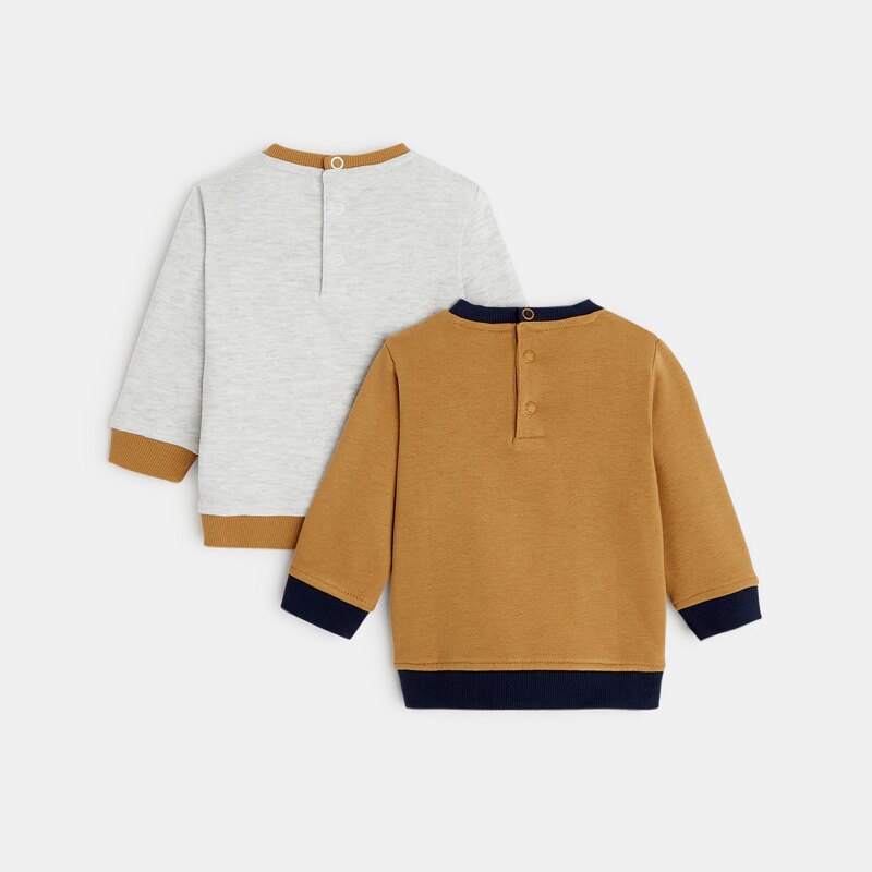 Sweat maille molleton (lot de 2) bébé garçon Gris ou noir