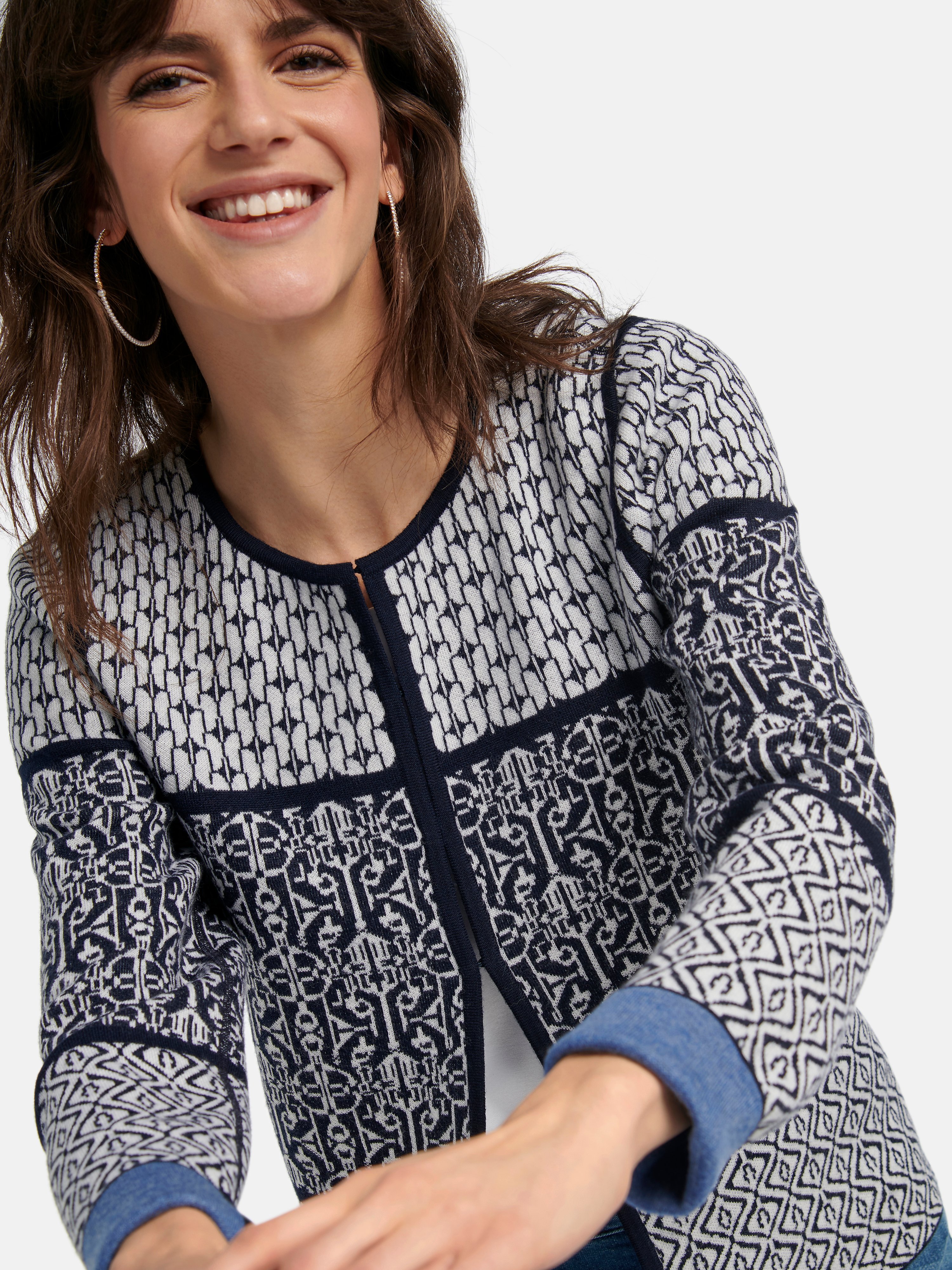 Wende-Strickjacke mit Rundhals-Ausschnitt