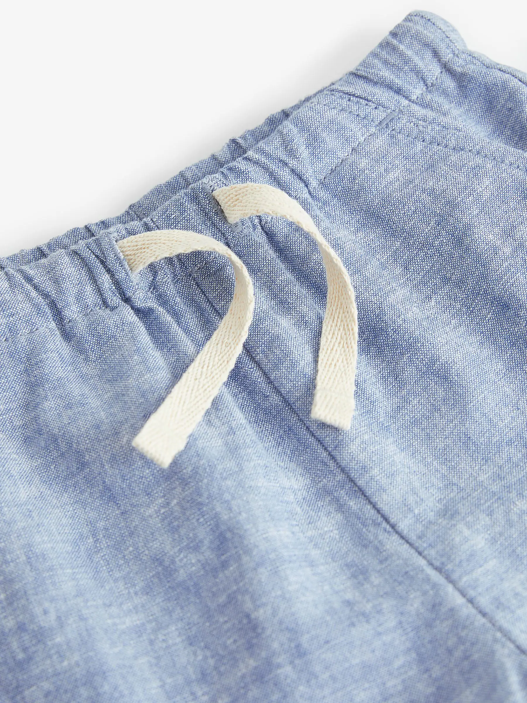 Blauwe chambray - Short met elastische taille van linnenmix (3 mnd-7 jr)