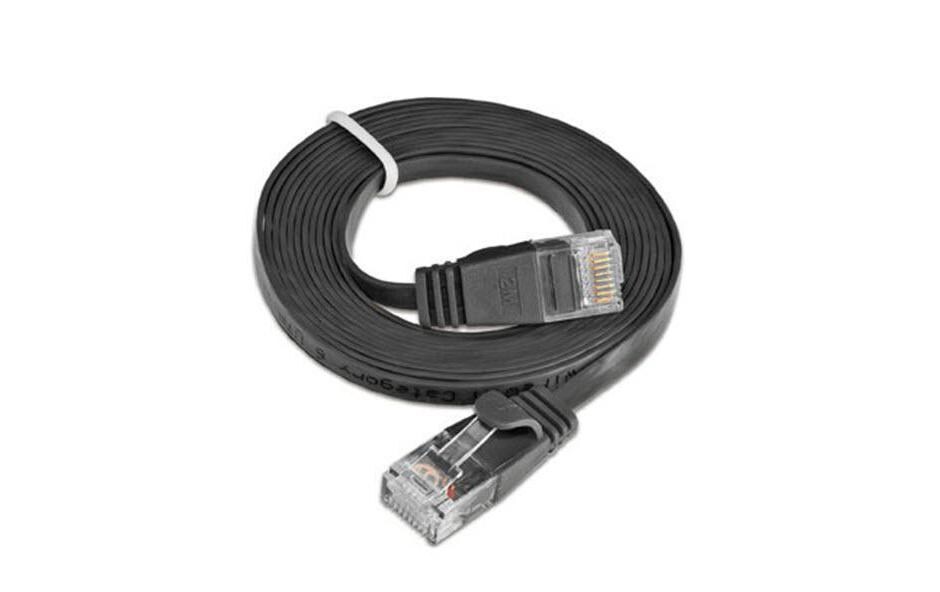 Slimpatchkabel RJ-45 - RJ-45, Cat 6, UTP, 0.5 m, SchwarzUnscreened/Unshielded Twisted-Pair-Kabel (UTP) mit Klinkenschutz