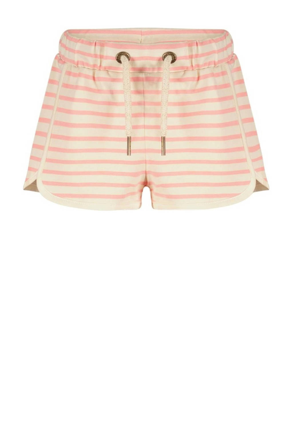 Like Flo gestreepte loose fit sweatshort lichtroze/offwhite