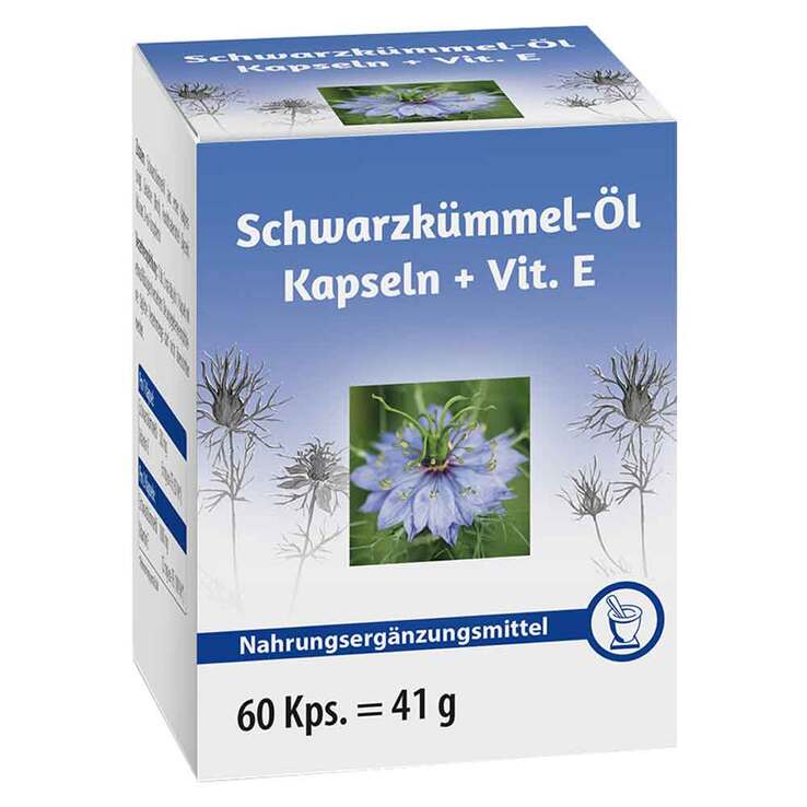 Schwarzkümmelöl + Vitamin E Kapseln, 60 St