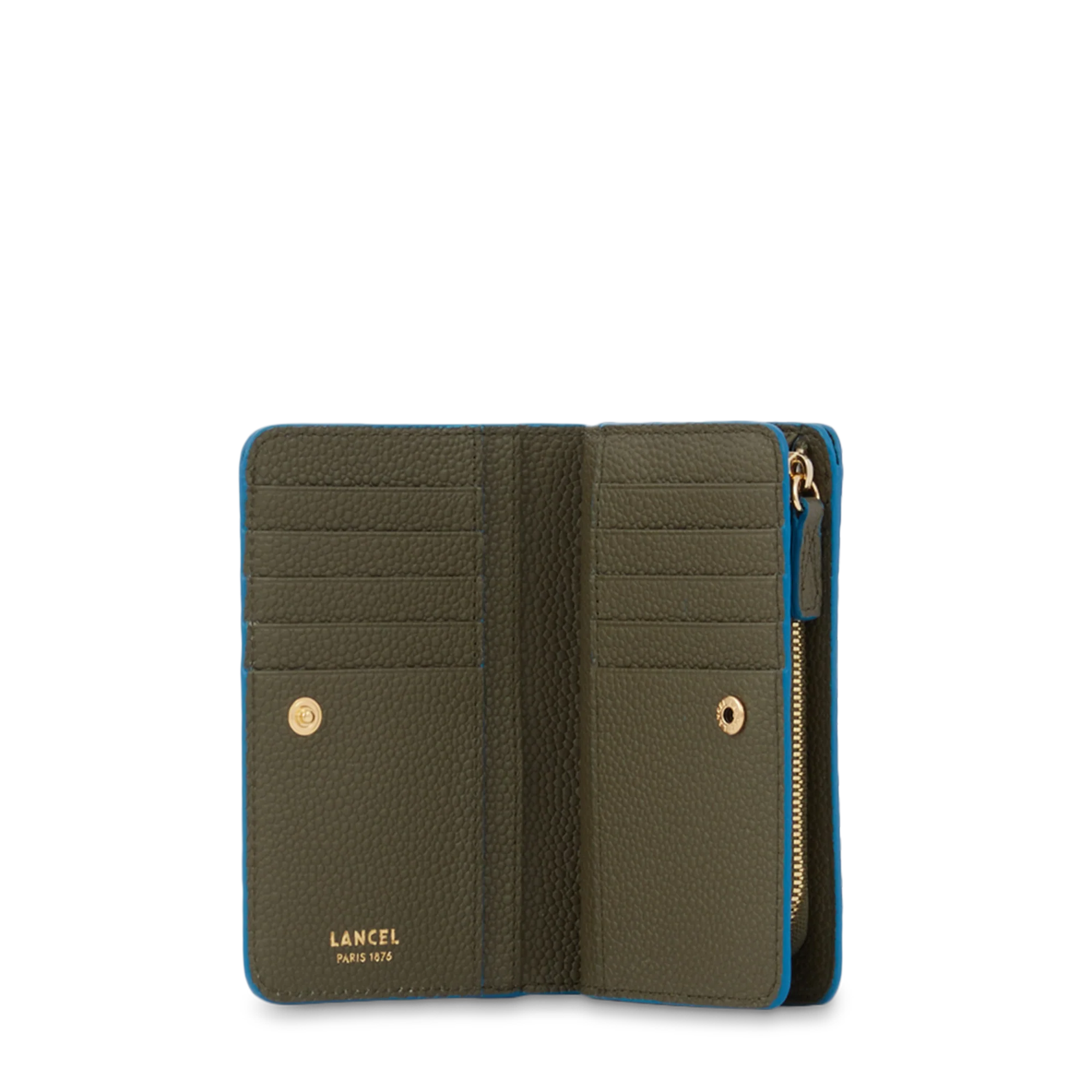 Portefeuille rectangulaire compact zippé Ninon de Lancel-Kaki fonce