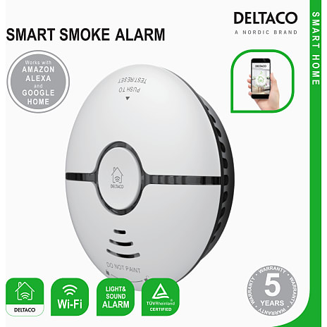 Deltaco Smart røgalarm WiFi - hvid