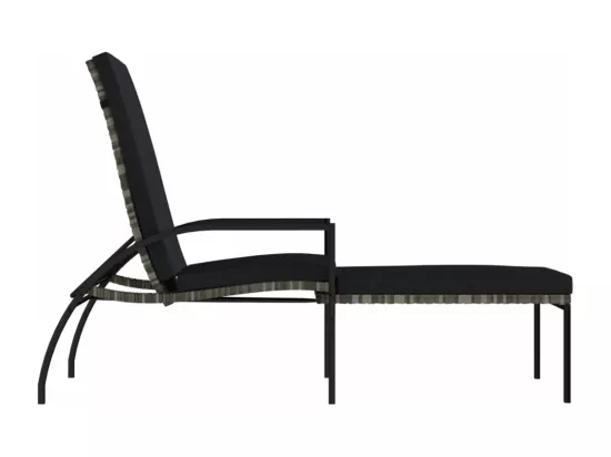 Chaise longue avec repose-pied Résine tressée Gris